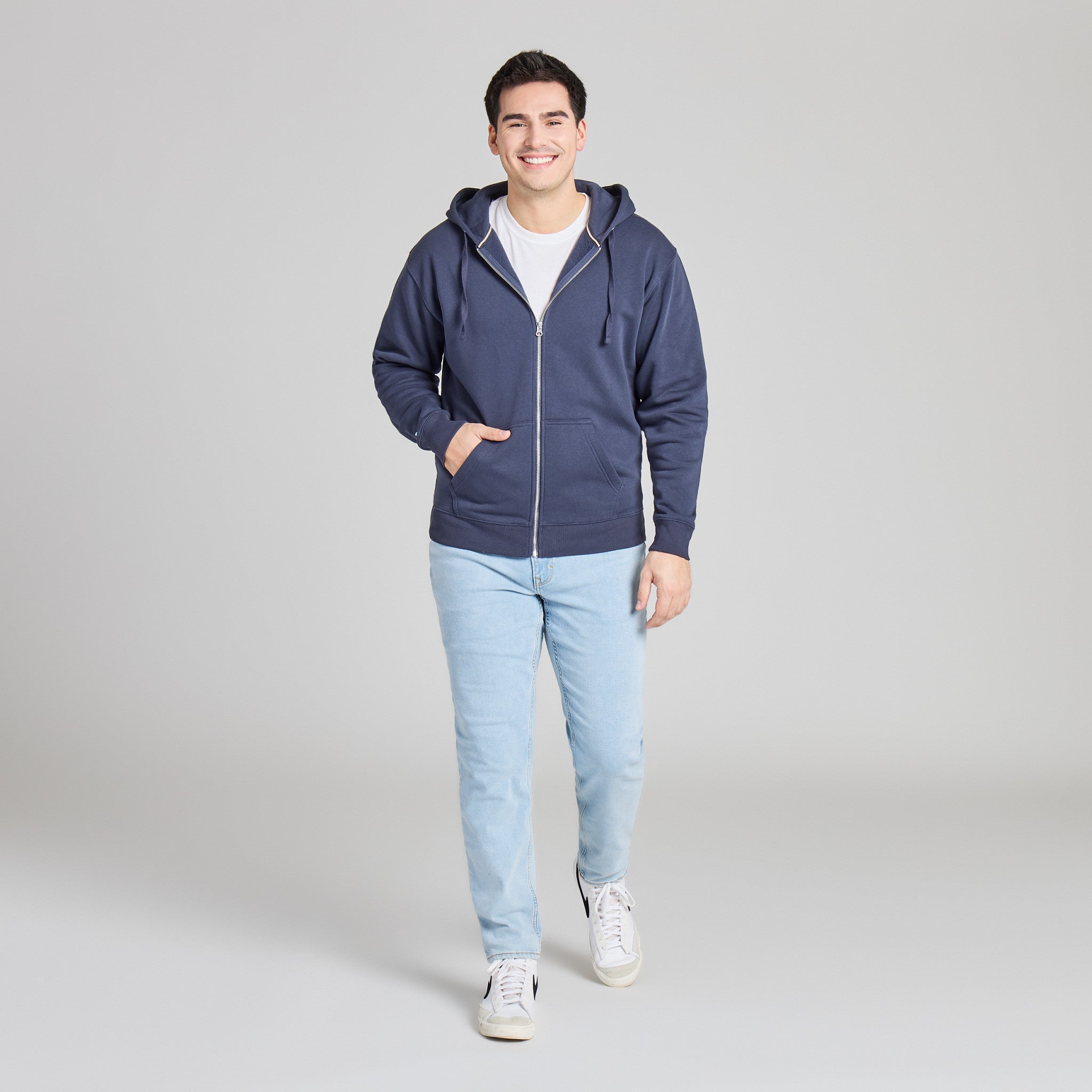 Men's Solid Good Vibes Zip Hoodie