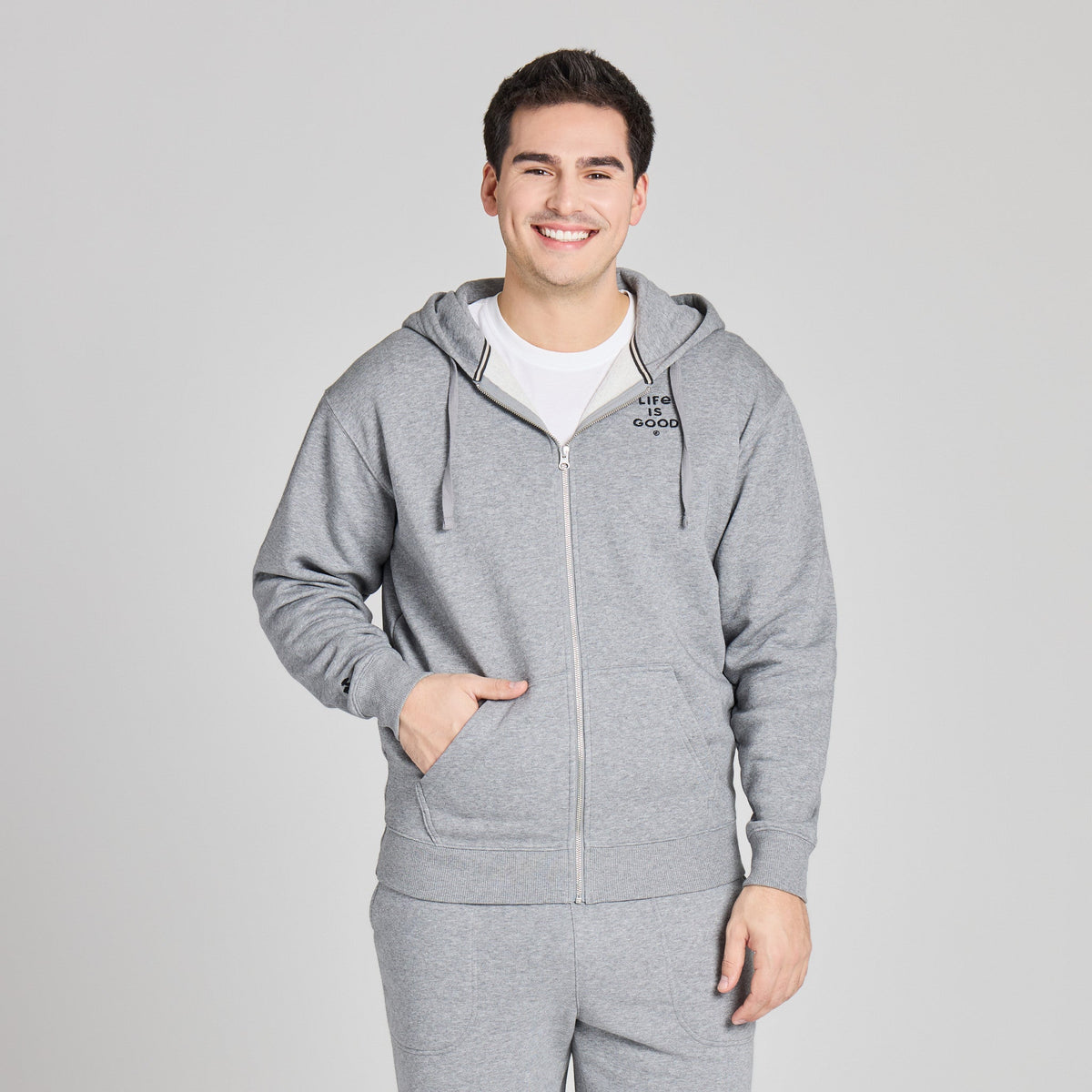 Men's Life is Good Stacked Good Vibes Zip Hoodie