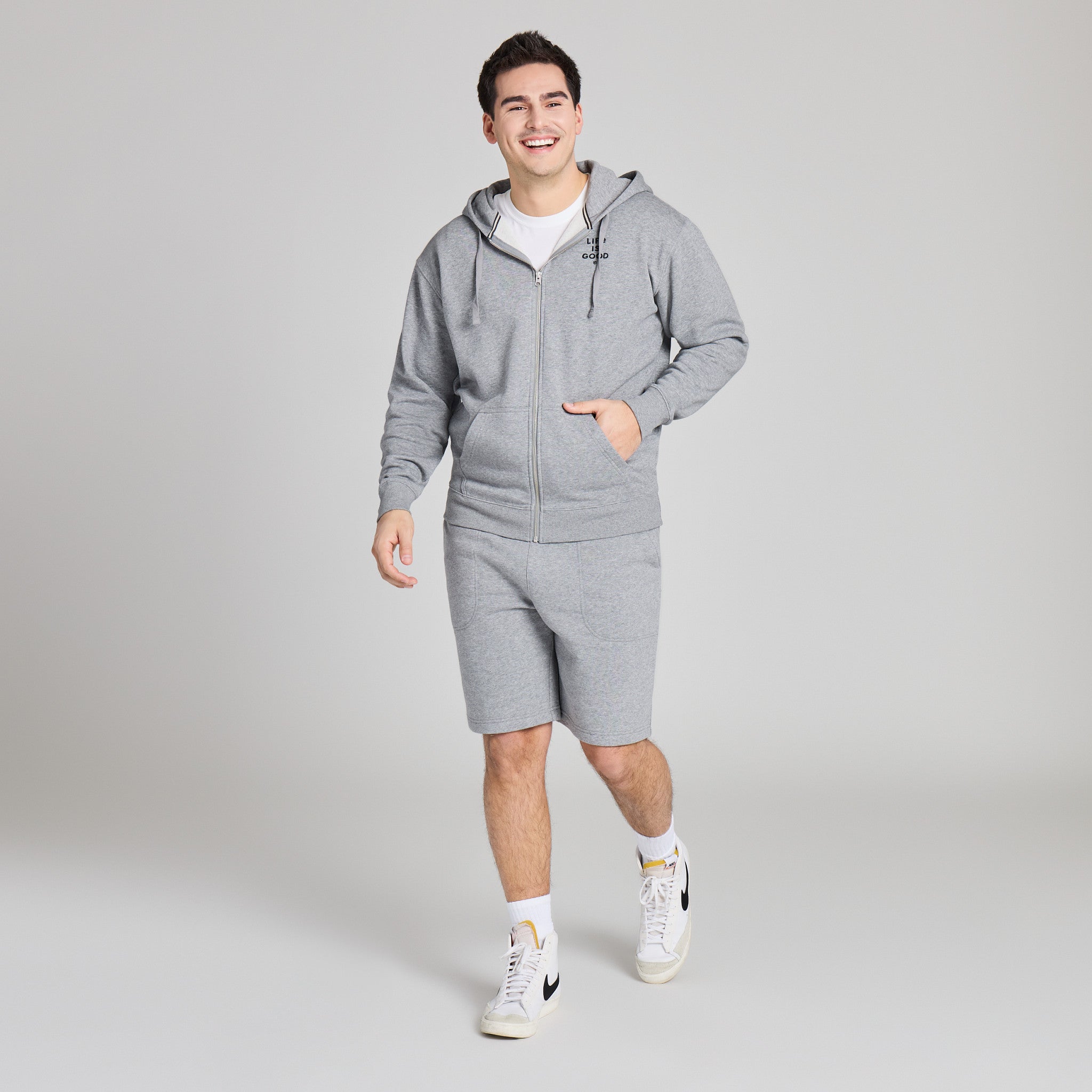Men's Life is Good Stacked Good Vibes Zip Hoodie