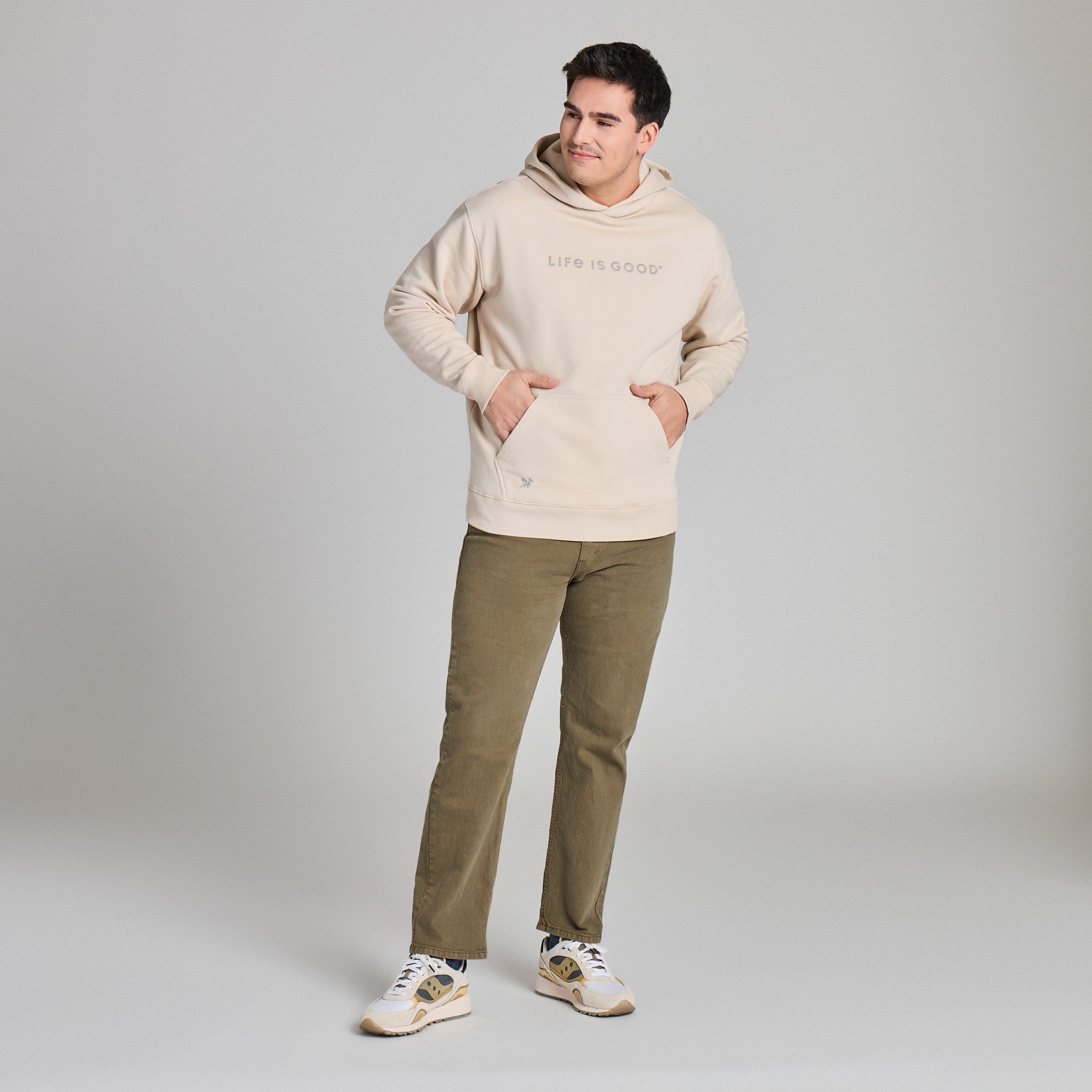 Men's Life is Good Crafty Wordmark Good Vibes Hoodie