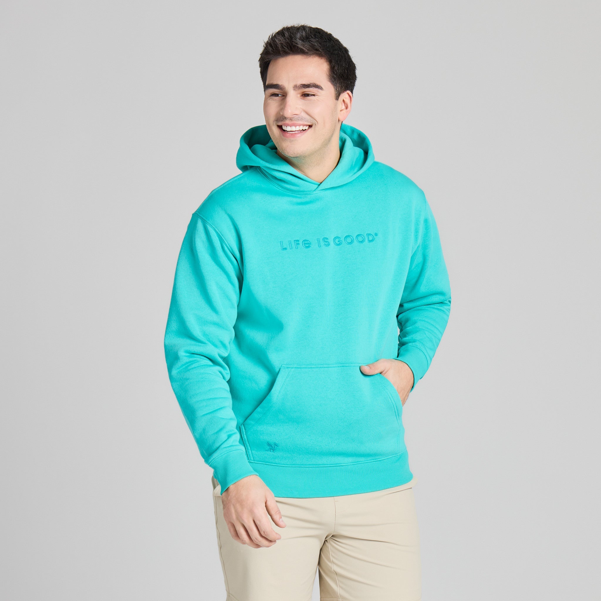 Men's Life is Good Crafty Wordmark Good Vibes Hoodie