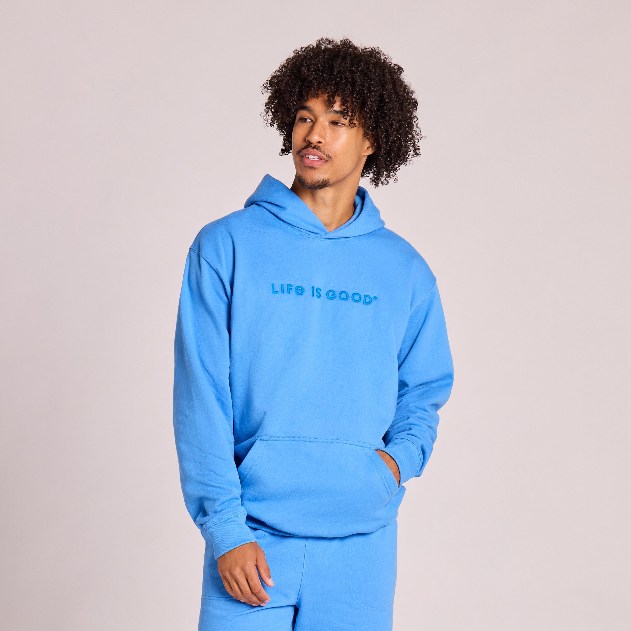 Men's Life is Good Crafty Wordmark Good Vibes Hoodie