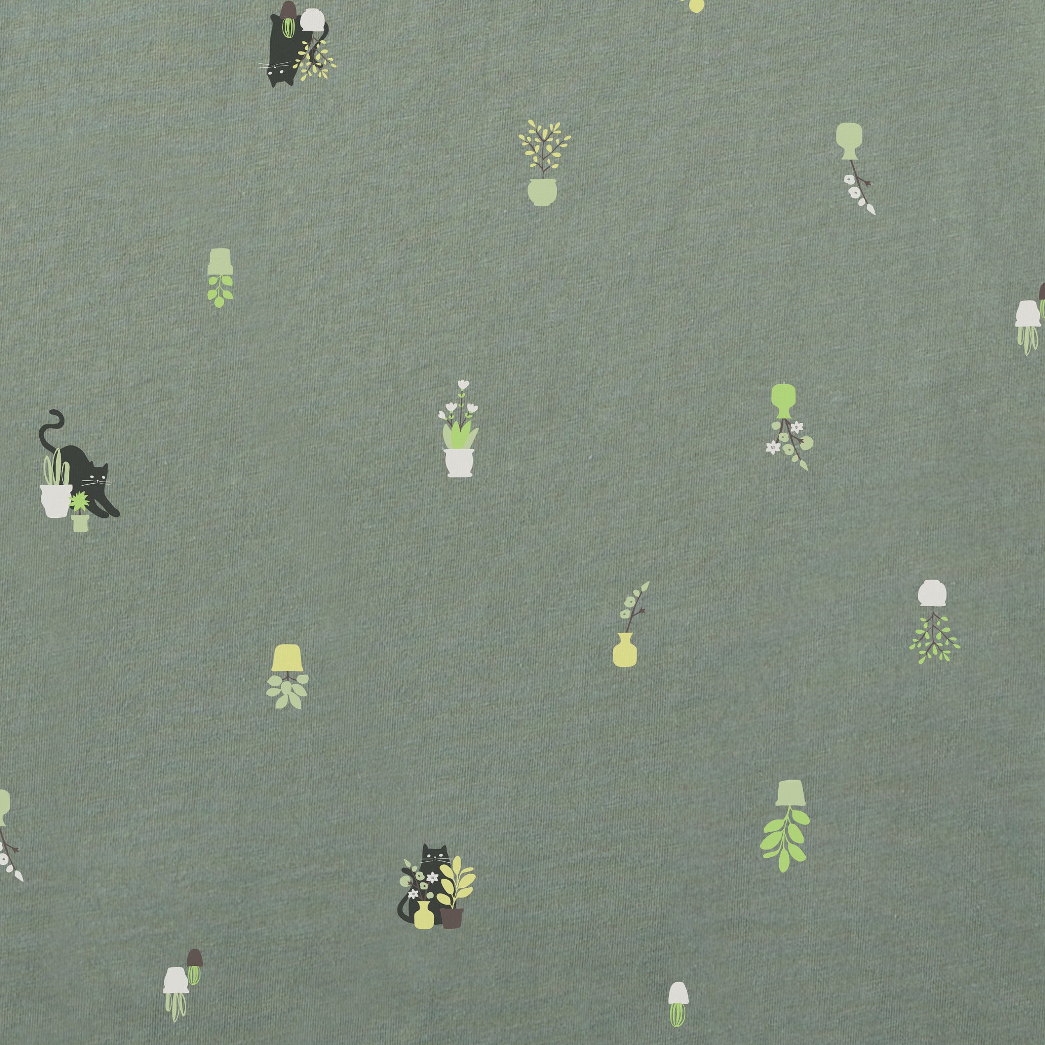 Women's Cats and Plants Pattern Crusher-LITE Easy Vee