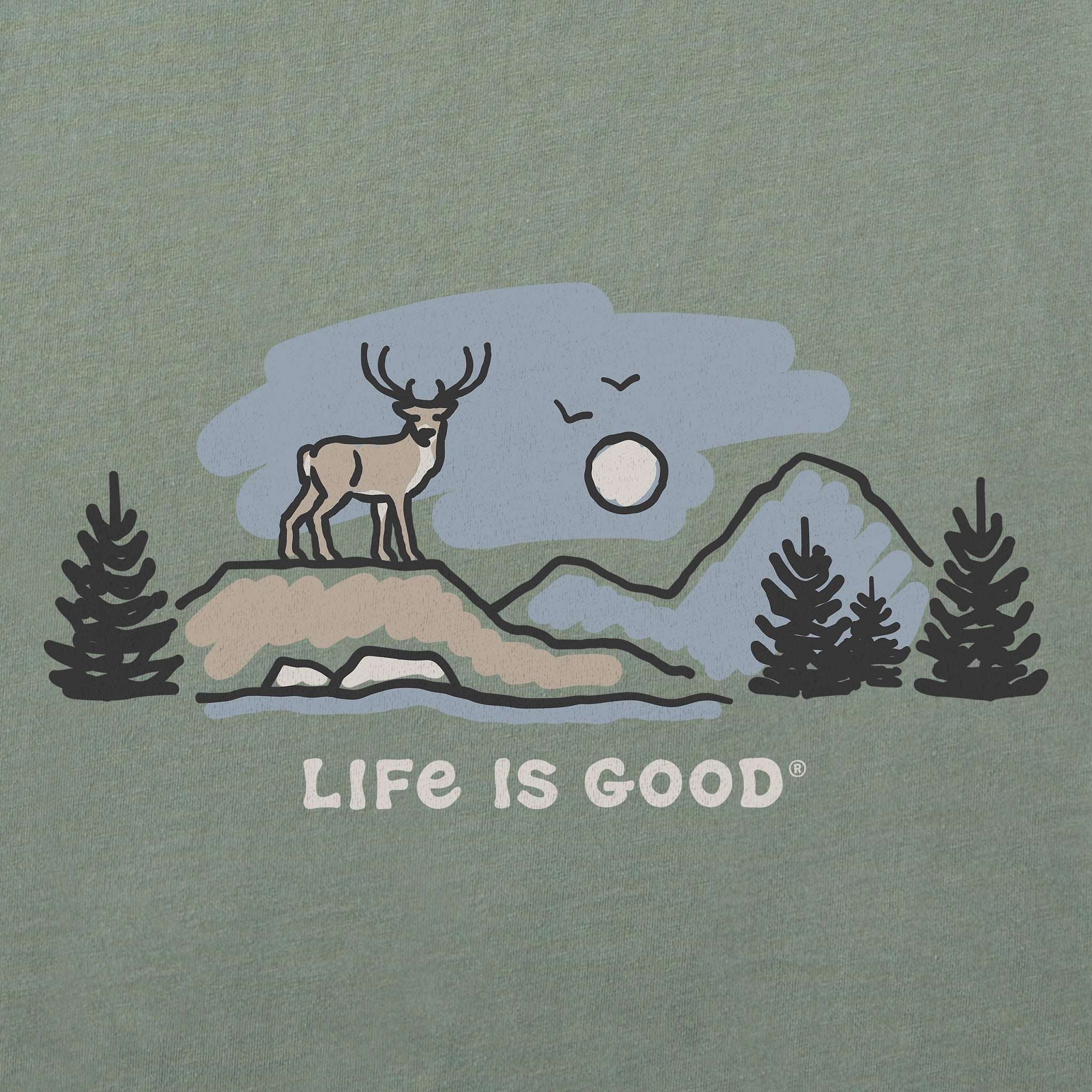 Men's White Tail Buck Vista Short Sleeve Crusher Tee