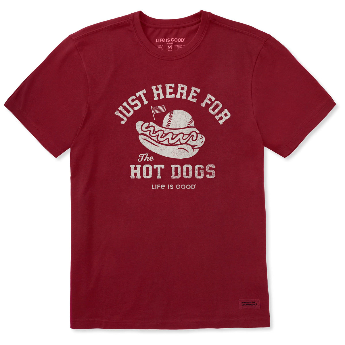 Men's Here for the Hot Dogs Baseball Short Sleeve Crusher Tee