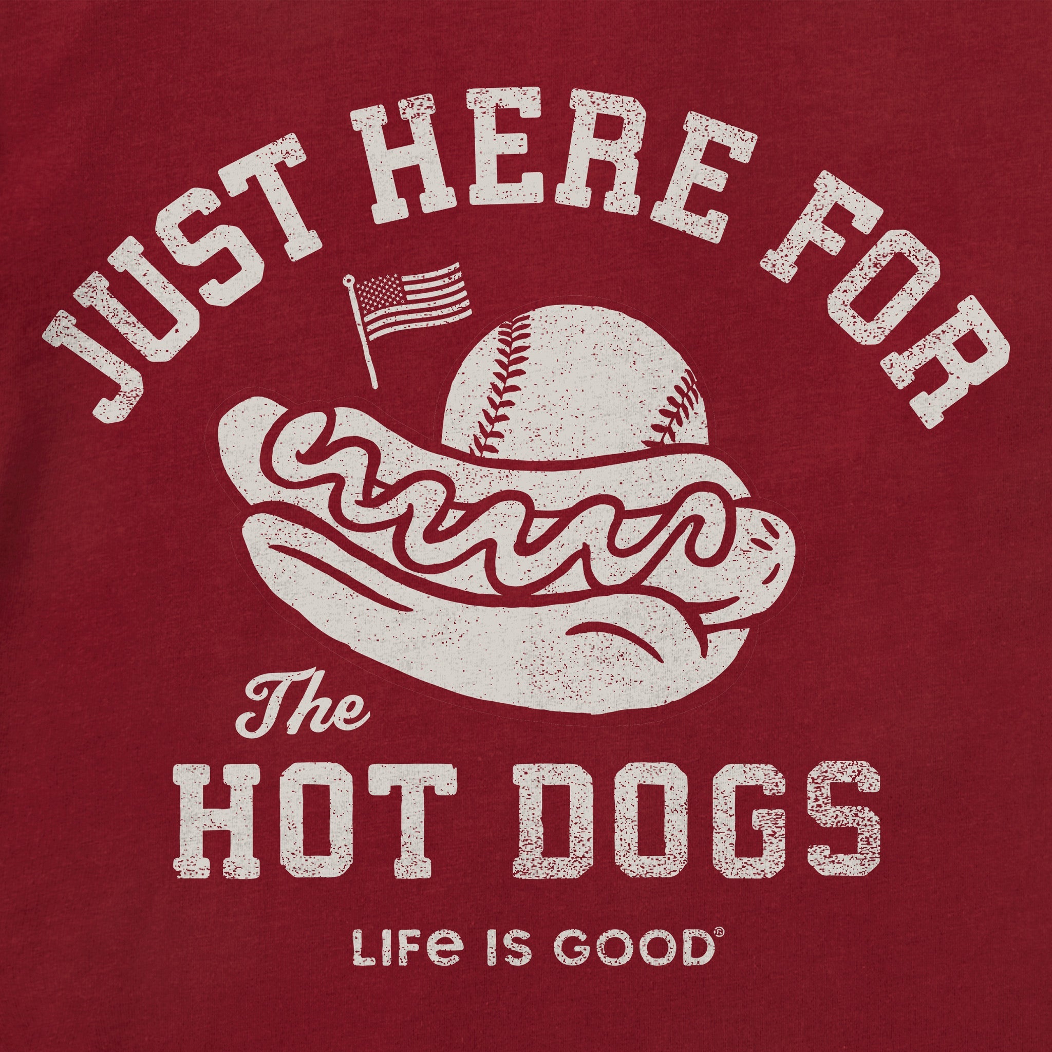 Men's Here for the Hot Dogs Baseball Short Sleeve Crusher Tee