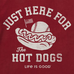 Men's Here for the Hot Dogs Baseball Short Sleeve Crusher Tee