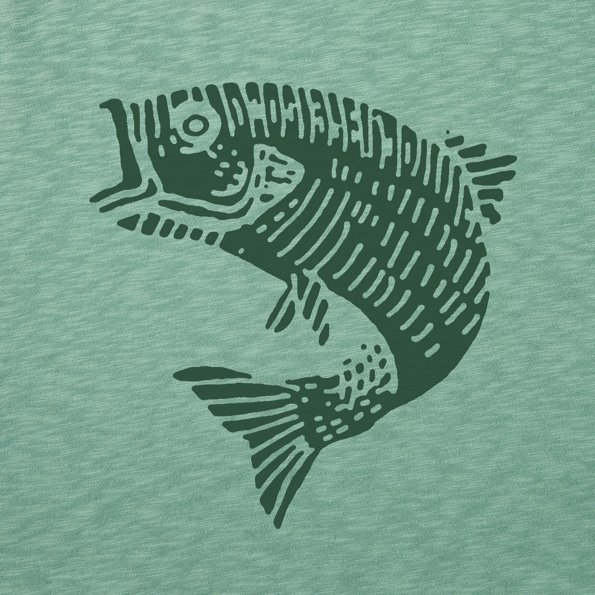 Men's Woodcut Fish Short Sleeve Slub Slim Fit Tee