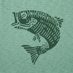 Men's Woodcut Fish Short Sleeve Slub Slim Fit Tee
