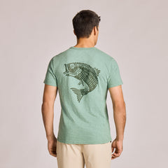 Men's Woodcut Fish Short Sleeve Slub Slim Fit Tee