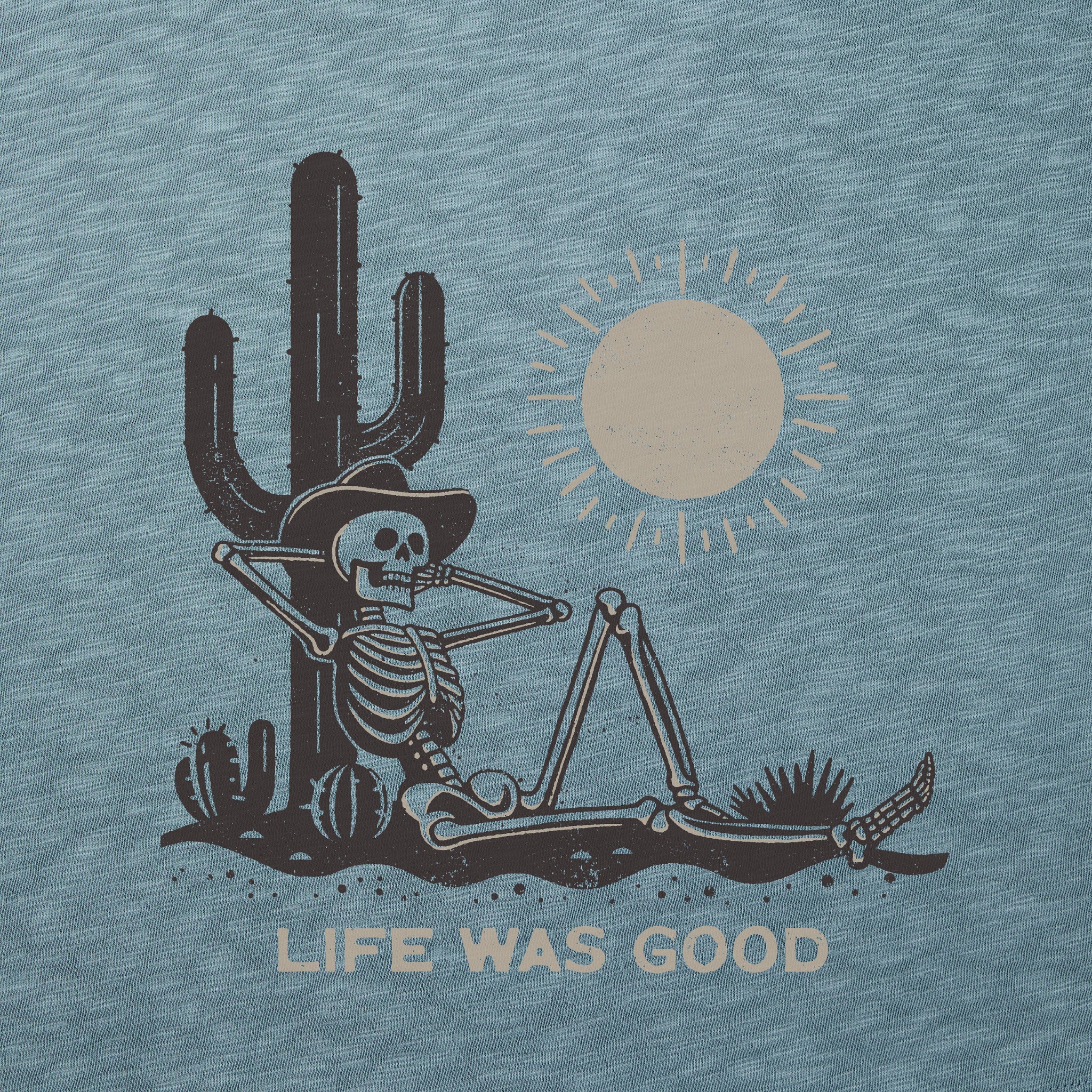 Men's Life was Good Cowboy Skull Short Sleeve Slub Slim Fit Tee