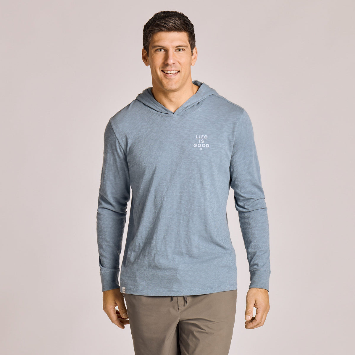Men's Minimal Round Sunset Long Sleeve Slub Hoodie