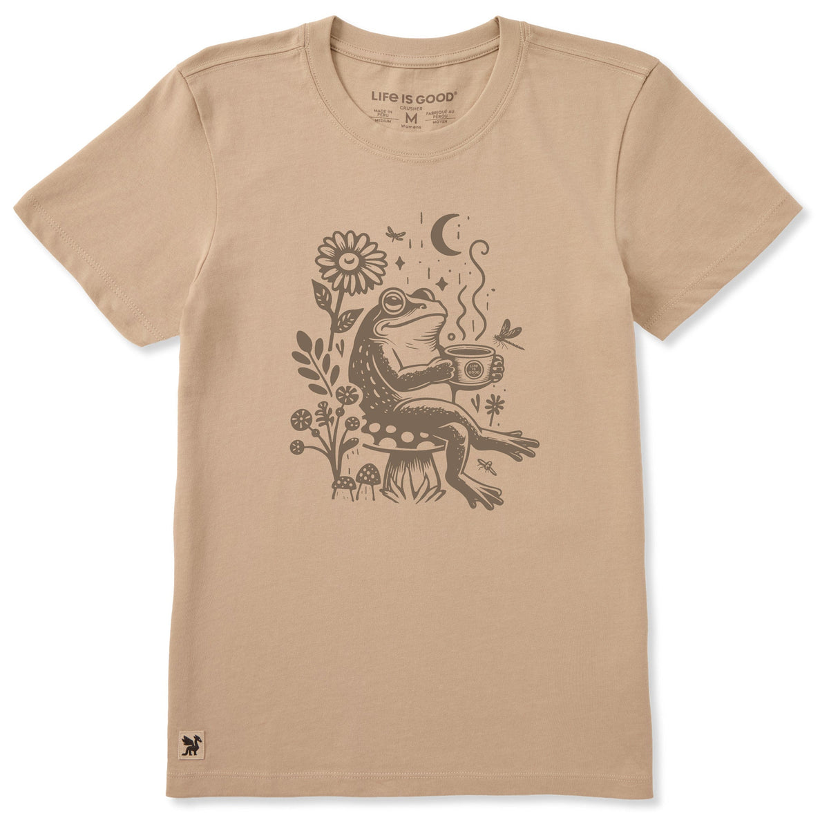 Women's Frog on a Toadstool Coffee Short Sleeve Crusher Tee