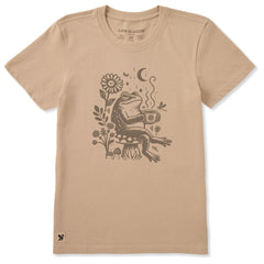 Women's Frog on a Toadstool Coffee Short Sleeve Crusher Tee