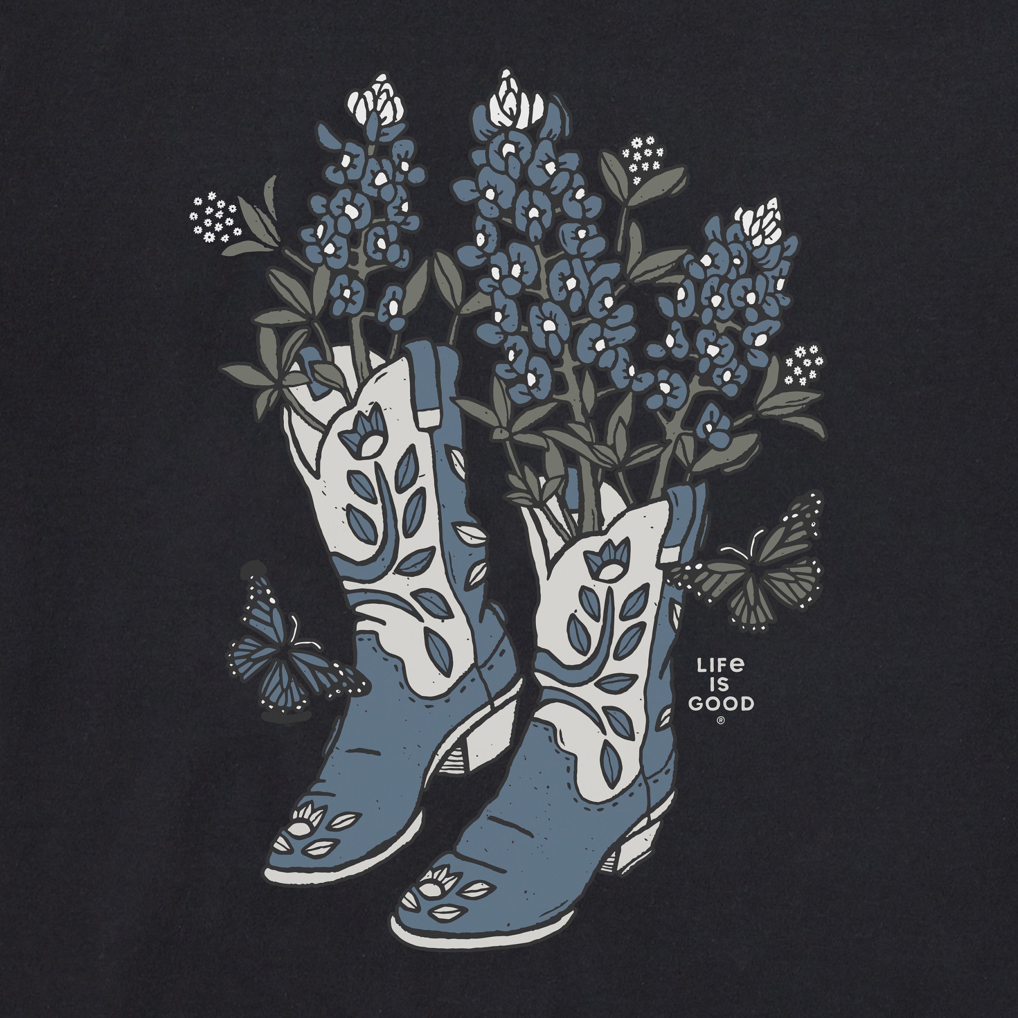 Women's Flower Boots with Flowers Short Sleeve Crusher Tee