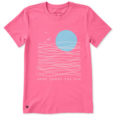 Women's Here Comes the Sun and Waves Short Sleeve Crusher Tee