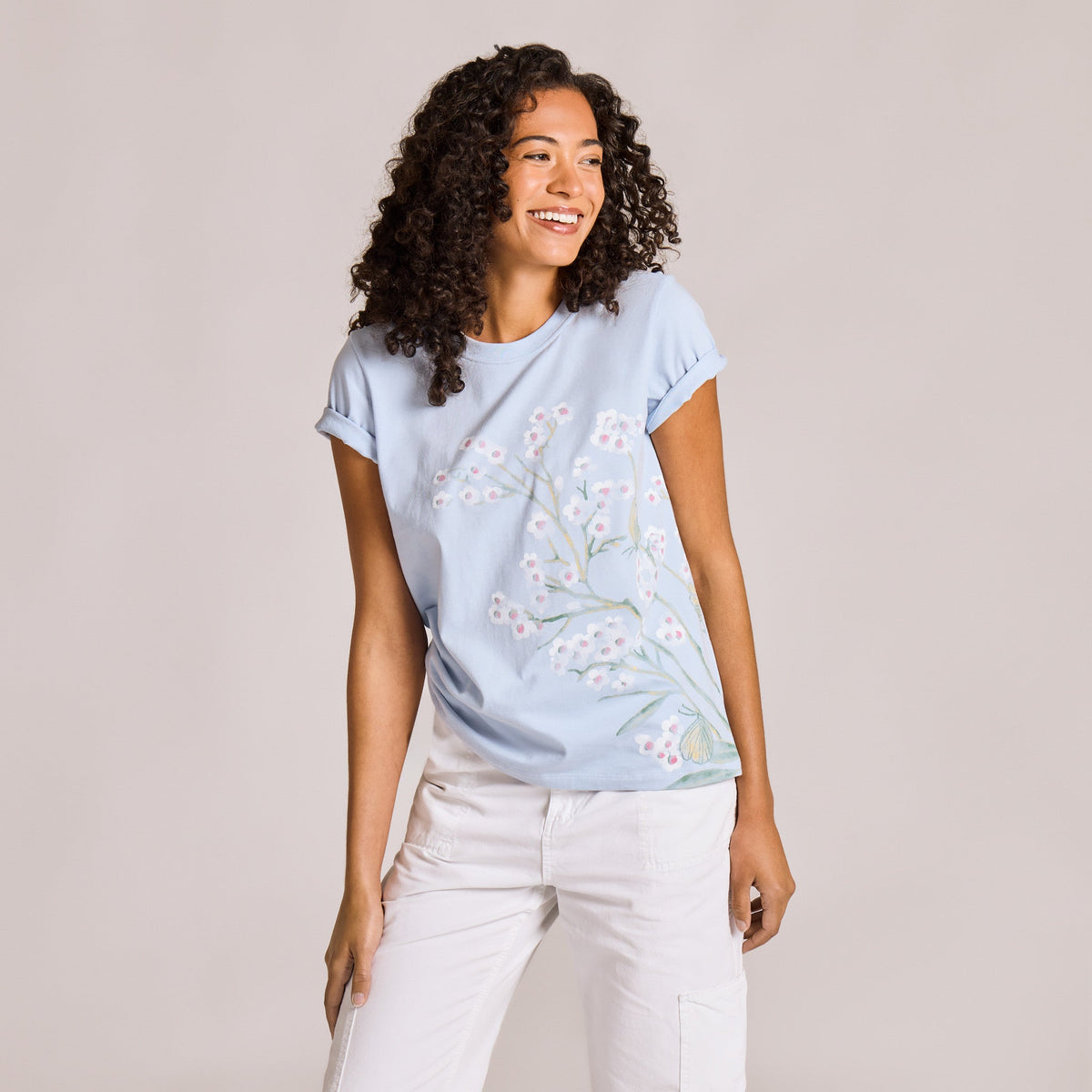 Women's Forgetmenot Butterfly Short Sleeve Crusher Tee