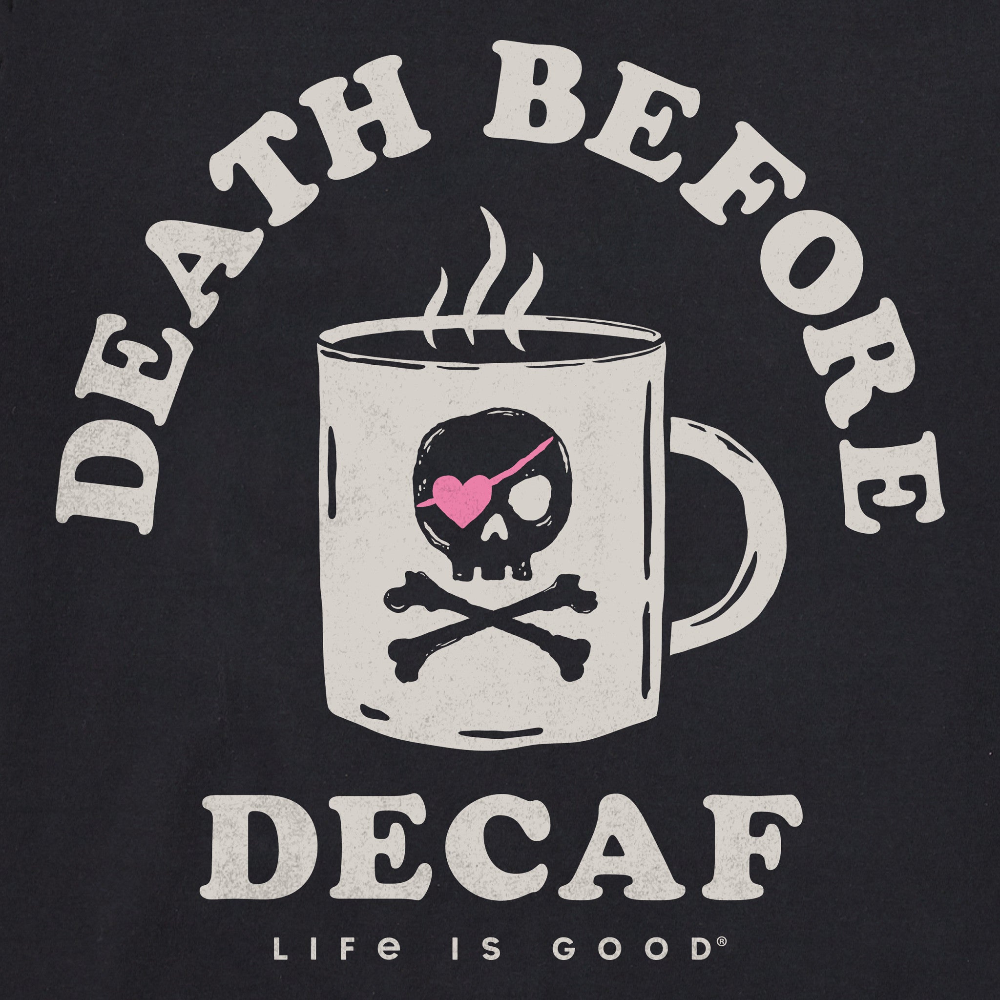 Women's Death Before Decaf Jolly Roger Short Sleeve Crusher Tee