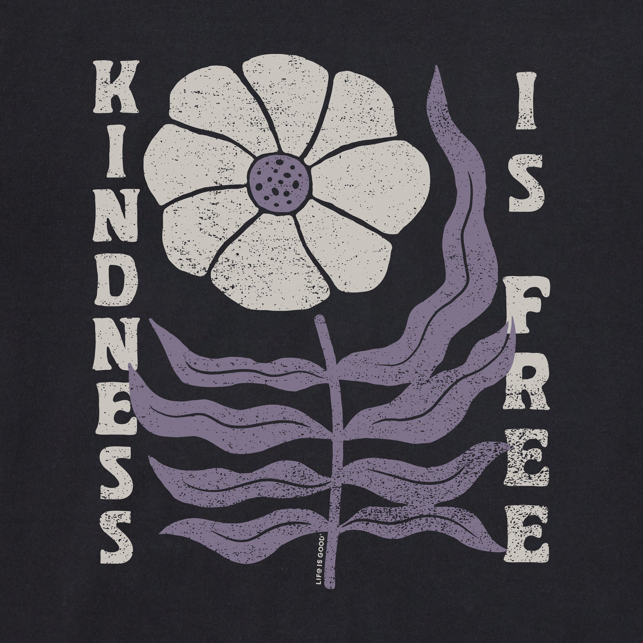 Women's Kindness is Free Woodblock Flower Long Sleeve Crusher Tee
