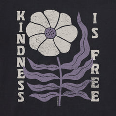 Women's Kindness is Free Woodblock Flower Long Sleeve Crusher Tee