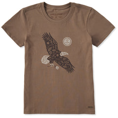 Women's Floral Eagle With Rose Short Sleeve Crusher-LITE Tee