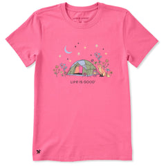 Women's Camping Fox Flowers Short Sleeve Crusher-LITE Tee