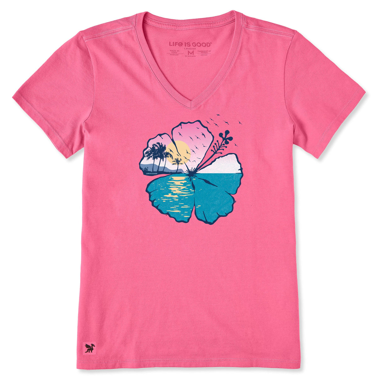 Women's Hibiscus Coastline Short Sleeve Crusher-LITE Vee