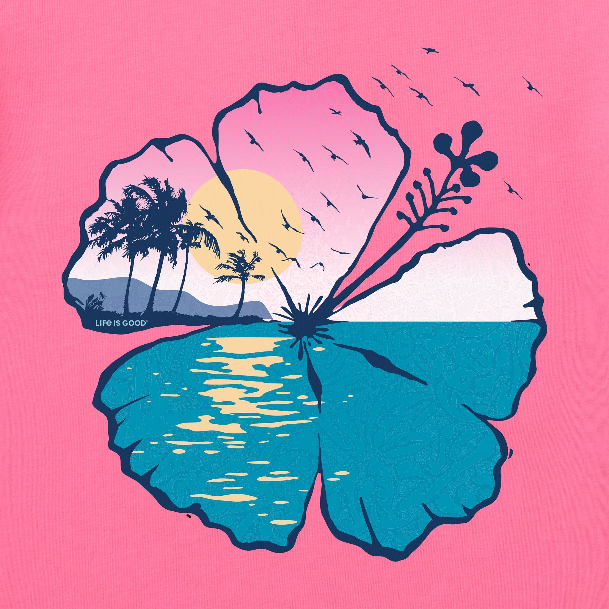 Women's Hibiscus Coastline Short Sleeve Crusher-LITE Vee