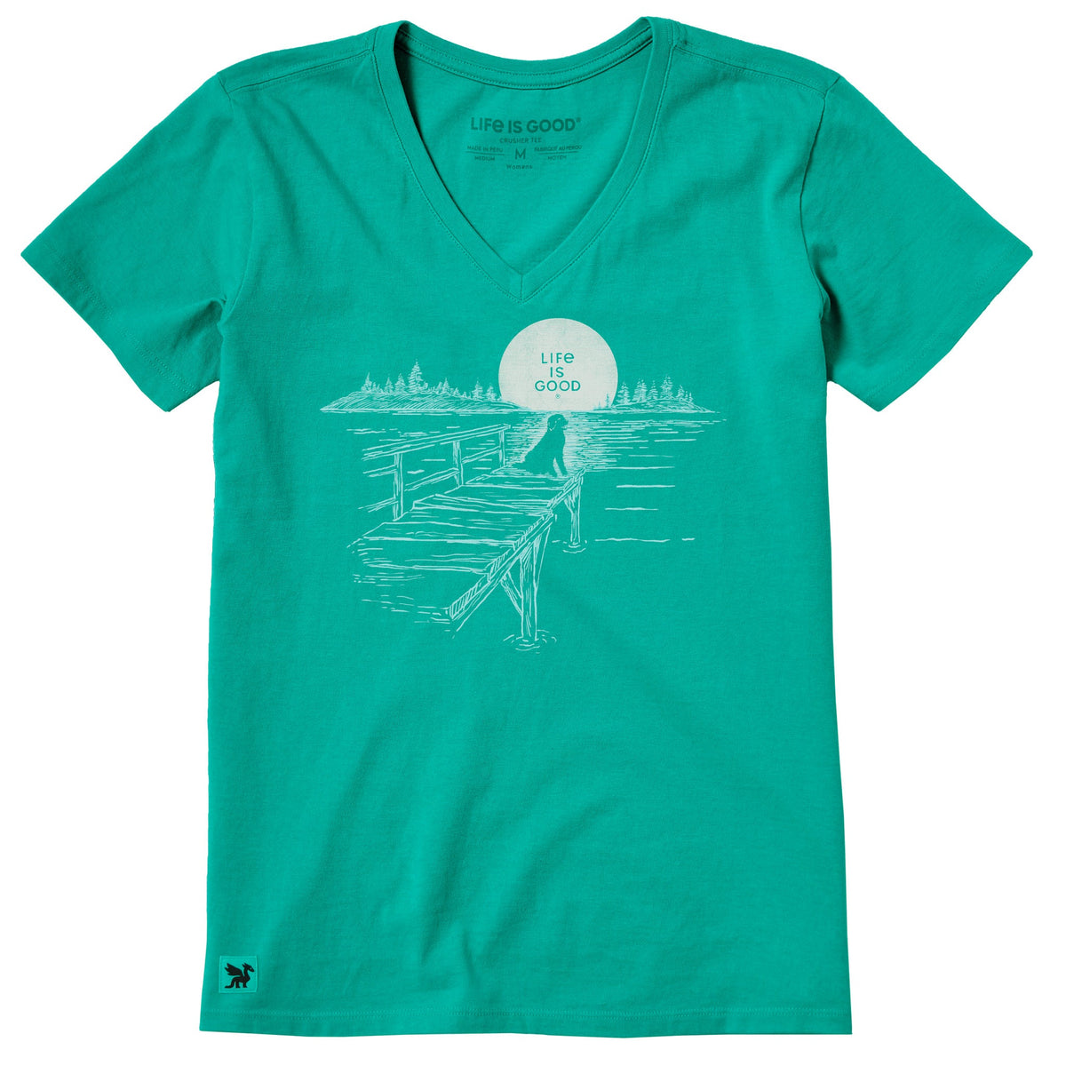 Women's Dock Dog Landscape Sunset Short Sleeve Crusher-LITE Vee
