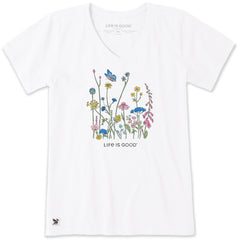 Women's Butterfly Flower Power Short Sleeve Crusher-LITE Vee