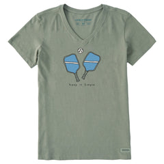 Women's Keep it Pickleball Simple Short Sleeve Crusher-LITE Vee