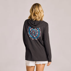 Women's Floral Folk Mandala Long Sleeve Crusher-LITE Hooded Tee