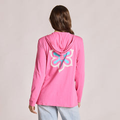 Women's Flower Symmetry Long Sleeve Crusher-LITE Hooded Tee