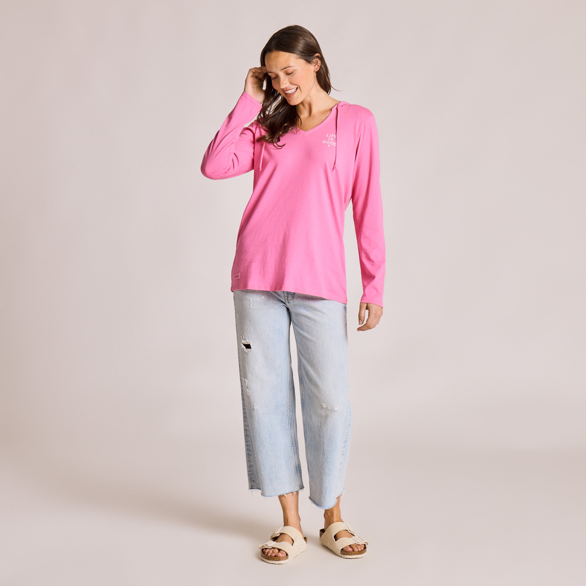 Women's Flower Symmetry Long Sleeve Crusher-LITE Hooded Tee