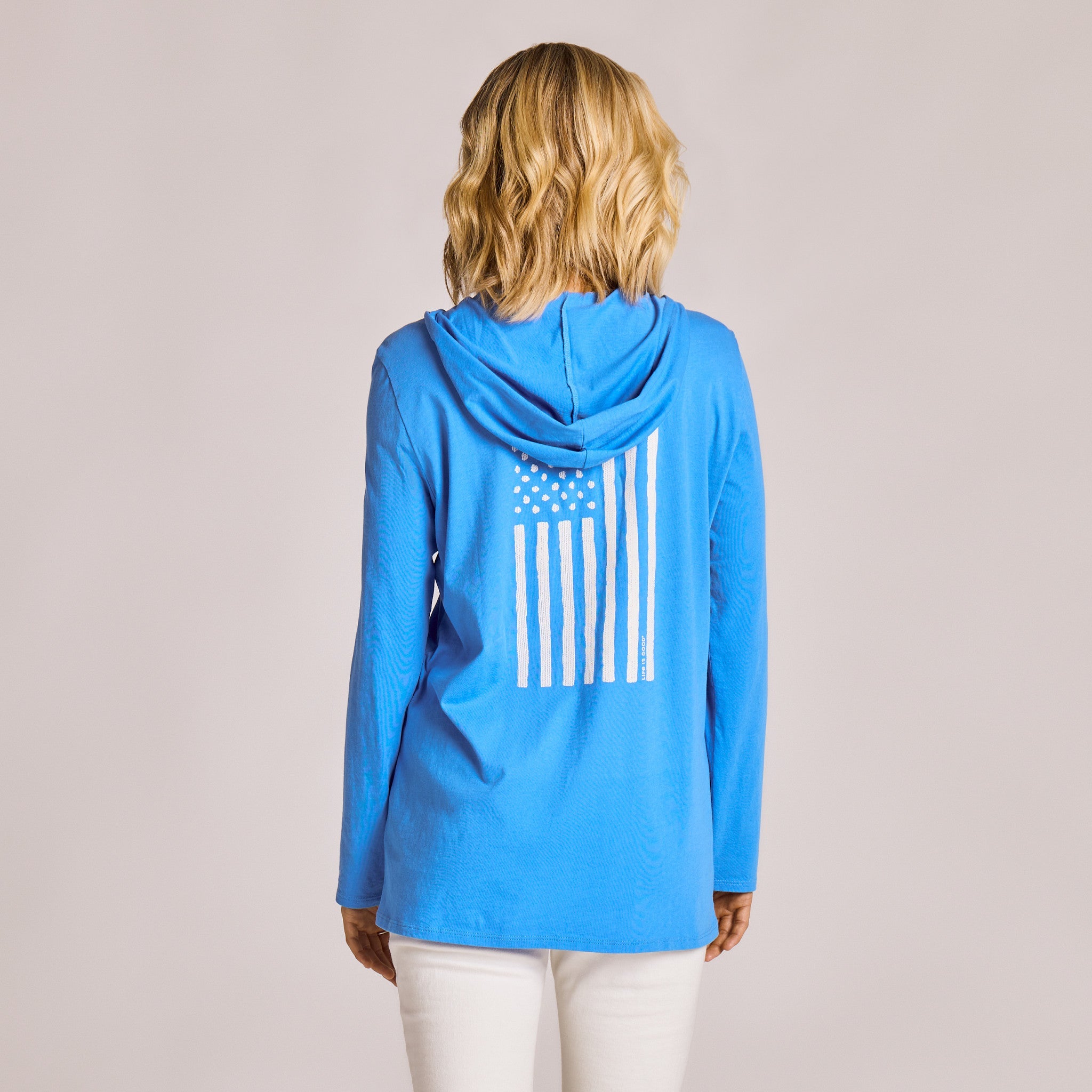 Women's Hanging Flag Rustic Dots Long Sleeve Crusher-LITE Hooded Tee