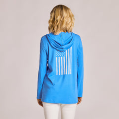 Women's Hanging Flag Rustic Dots Long Sleeve Crusher-LITE Hooded Tee
