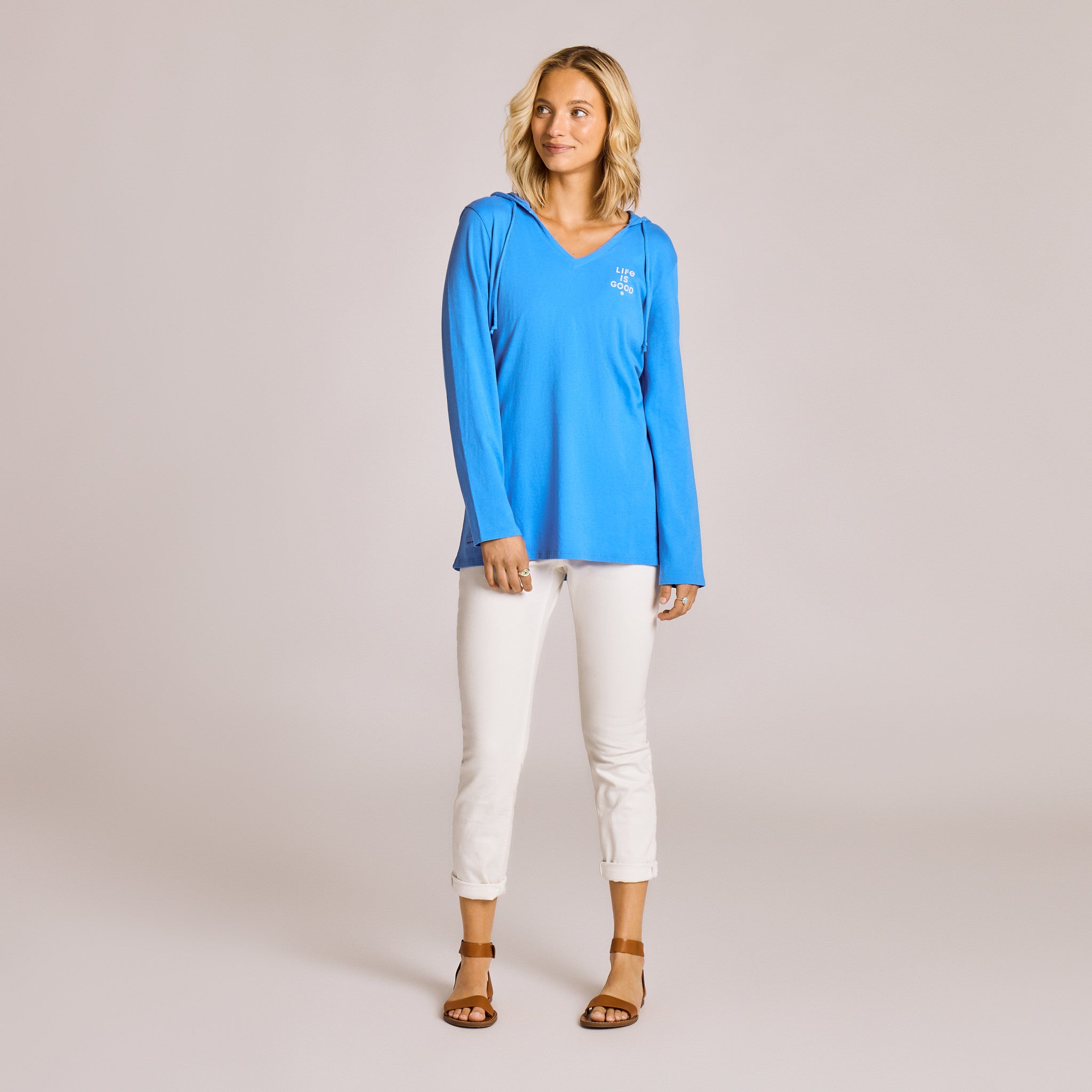 Women's Hanging Flag Rustic Dots Long Sleeve Crusher-LITE Hooded Tee