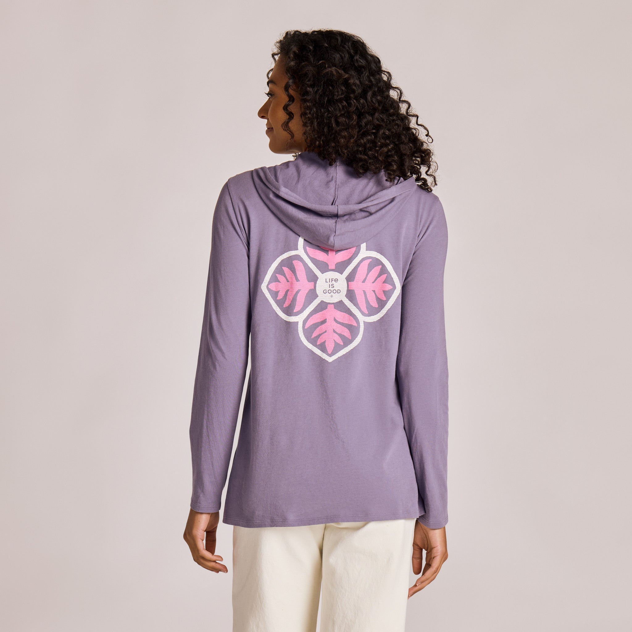 Women's Leaves in Petals Long Sleeve Crusher-LITE Hooded Tee