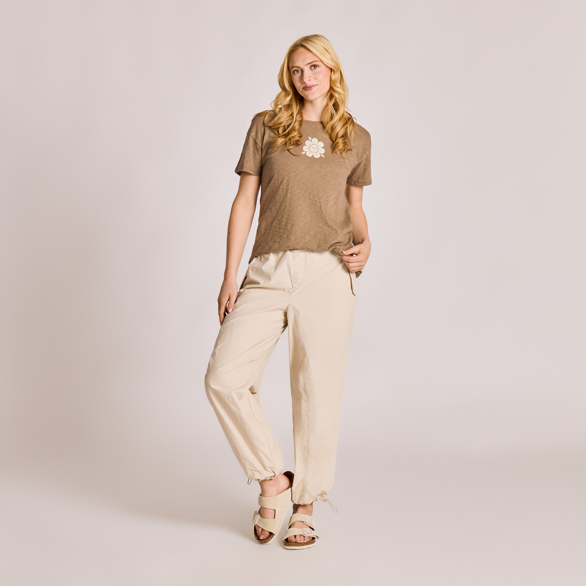 Women's Flower Maiden Short Sleeve Slub Easy Fit Tee