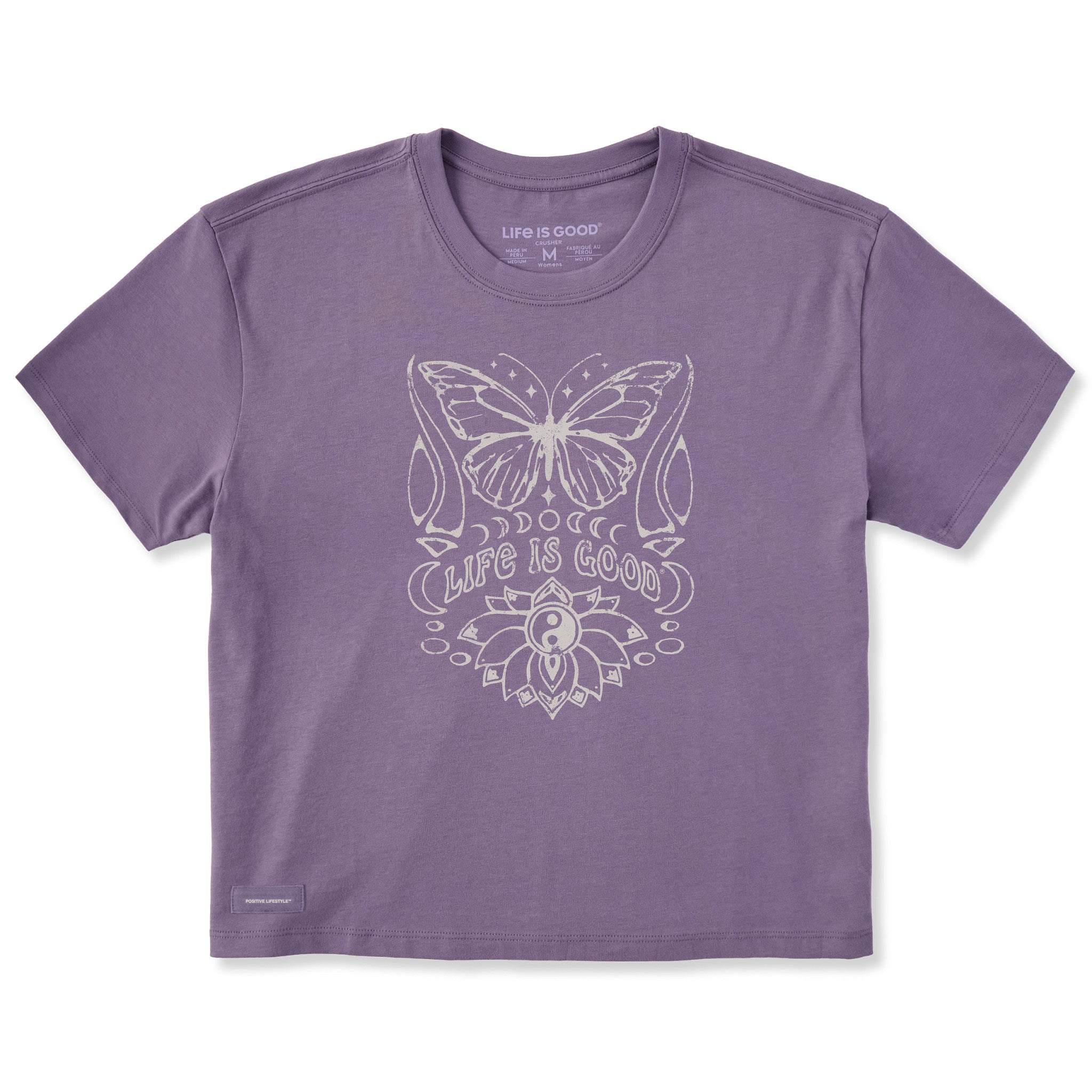 Women's Butterfly Yin Yang Short Sleeve Crusher Boxy Tee