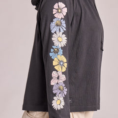Women's Detailed Row of Wildflowers Crusher Boxy Hoodie