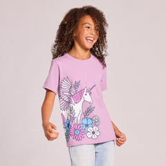 Kids Unicorn and Flowers Short Sleeve Crusher Tee