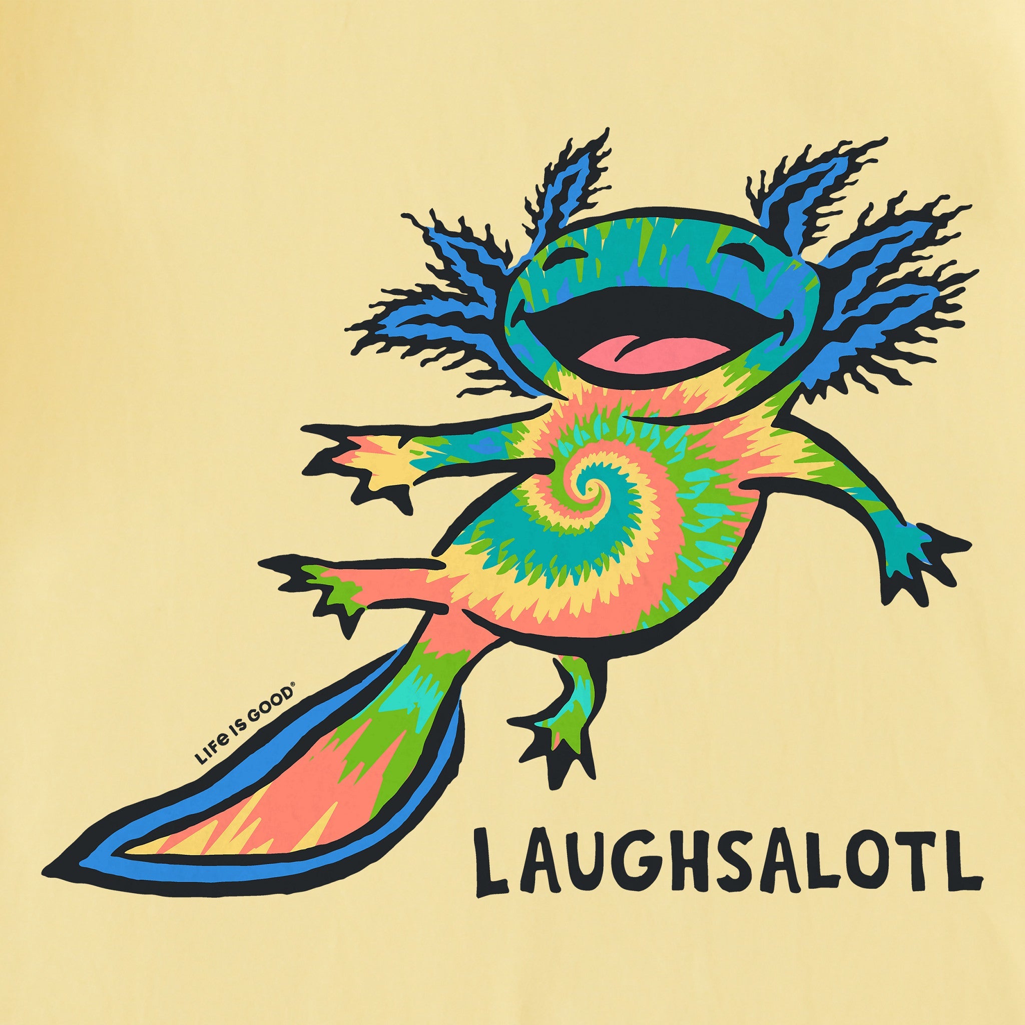 Kids Tie Dye Laughsalotl Short Sleeve Crusher Tee