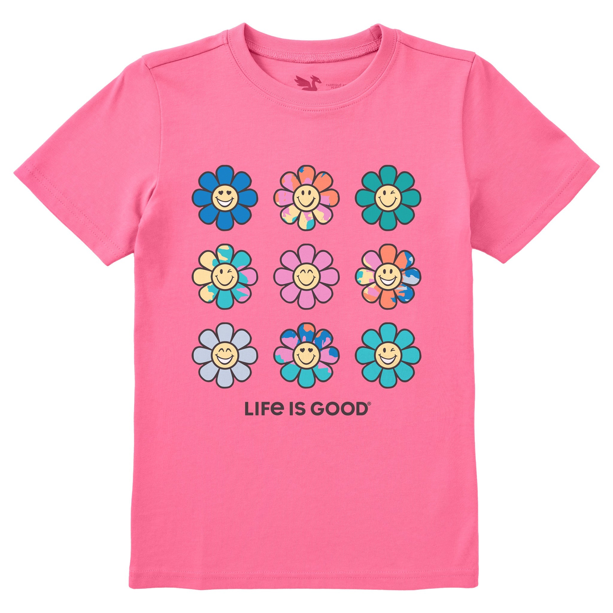Kids Tie Dye Smile Daisies Short Sleeve Crusher Tee