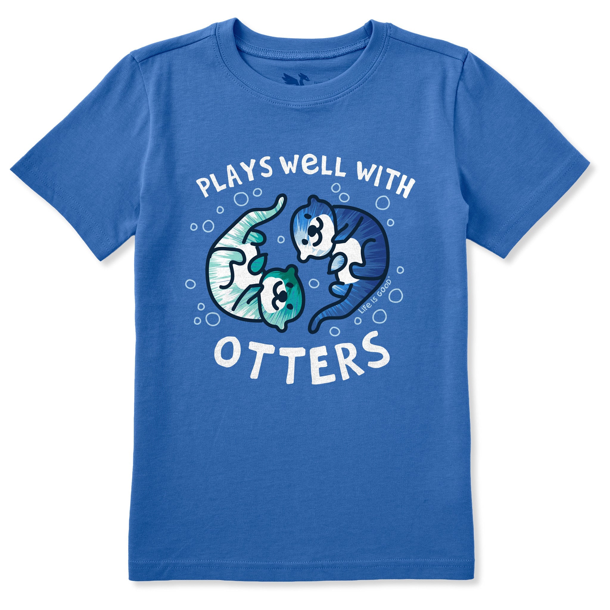 Kids Tie Dye Plays Well With Otters Short Sleeve Crusher Tee
