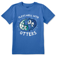 Kids Tie Dye Plays Well With Otters Short Sleeve Crusher Tee