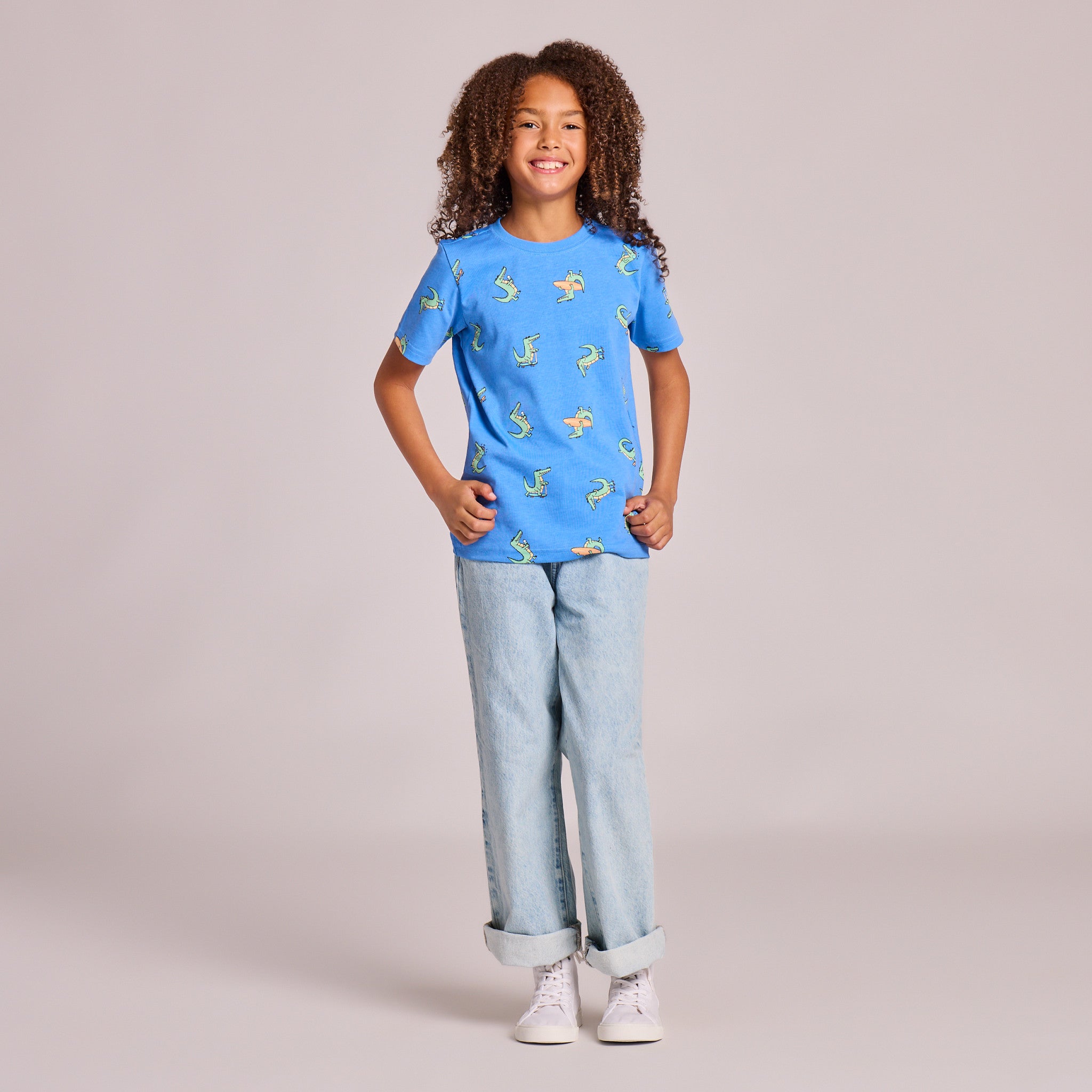 Kids Later Gator Pattern Short Sleeve Crusher Tee