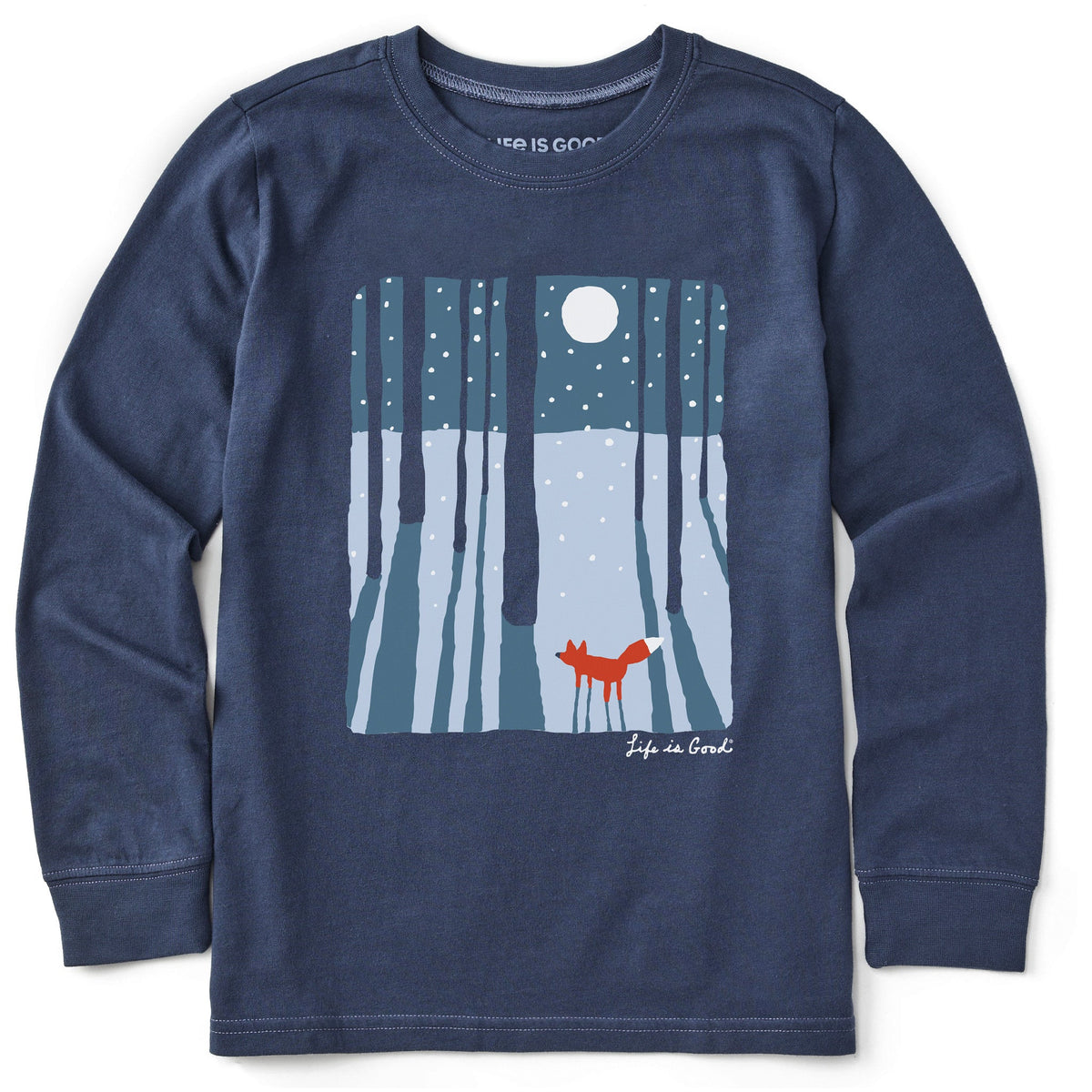 Kids Fox in the Moonlight Long Sleeve Crusher Tee