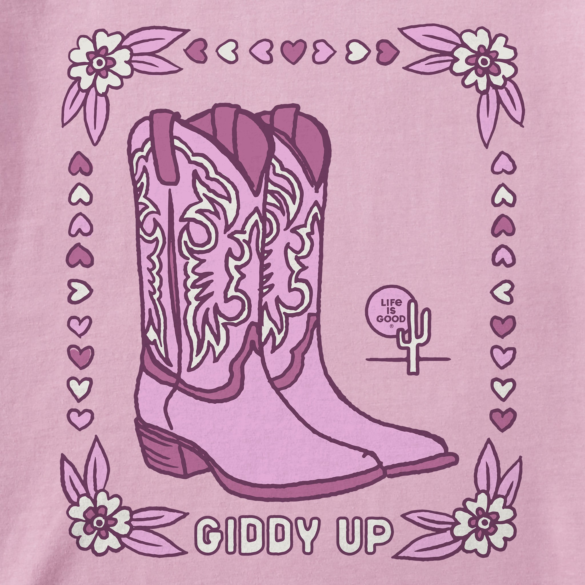 Kids Giddy Up Flora Boots Short Sleeve Crusher Tee