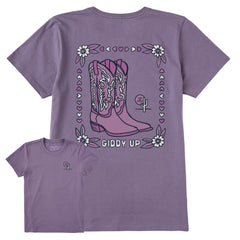 Women's Giddy Up Flora Boots Short Sleeve Crusher Tee